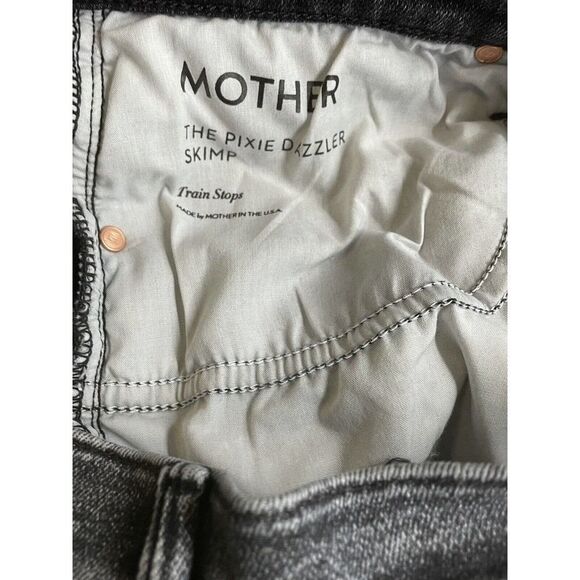 Mother The Pixie Dazzler Skimp Size 32 High Rise Striaght Leg Jeans Train Stop - Picture 9 of 12